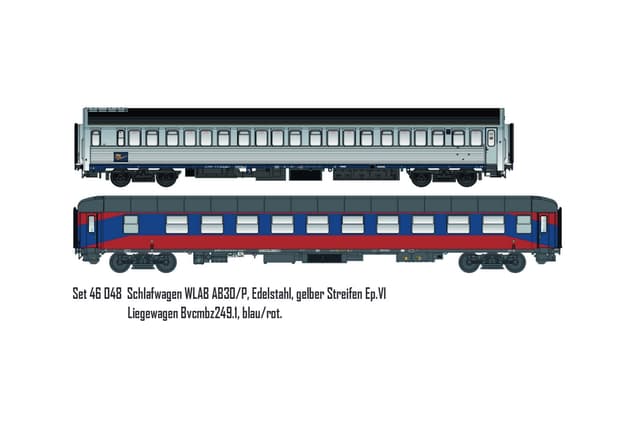 H0 3-Car Set Night train cars AB30+Bvcmbz TRI/BTE