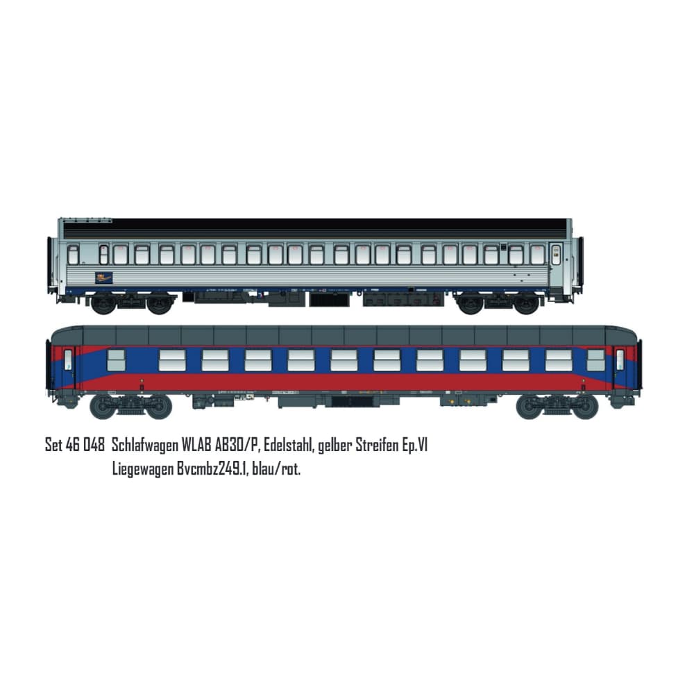 H0 3-Car Set Night train cars AB30+Bvcmbz TRI/BTE