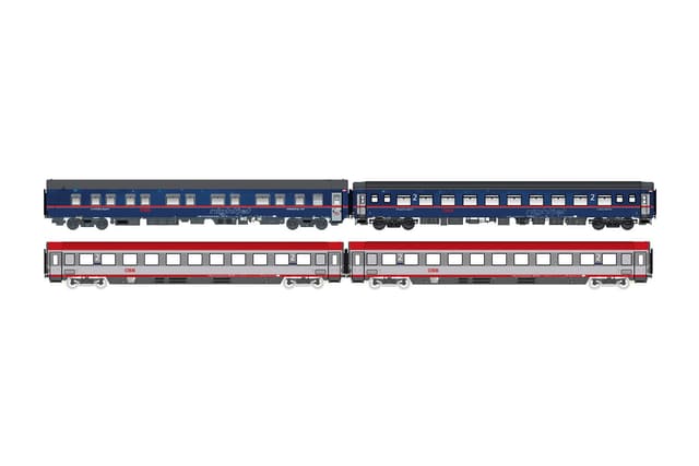 H0 4-Car Set of ÖBB NJ Night Train Cars, NJ408, Set I