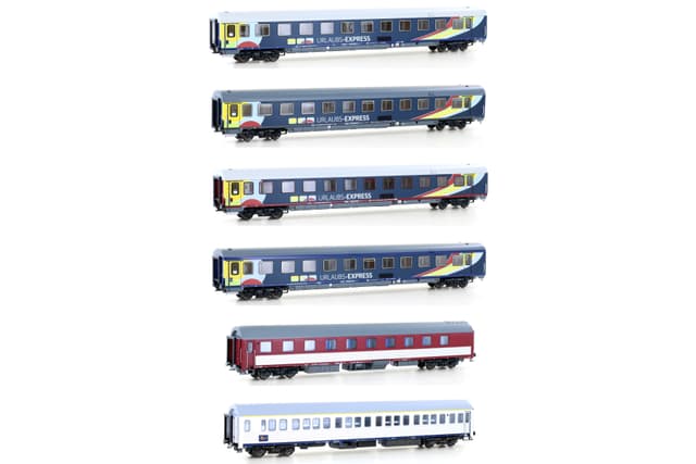 H0 6-Car Set of Urlaubs-Express Night Train Cars, Set 1 