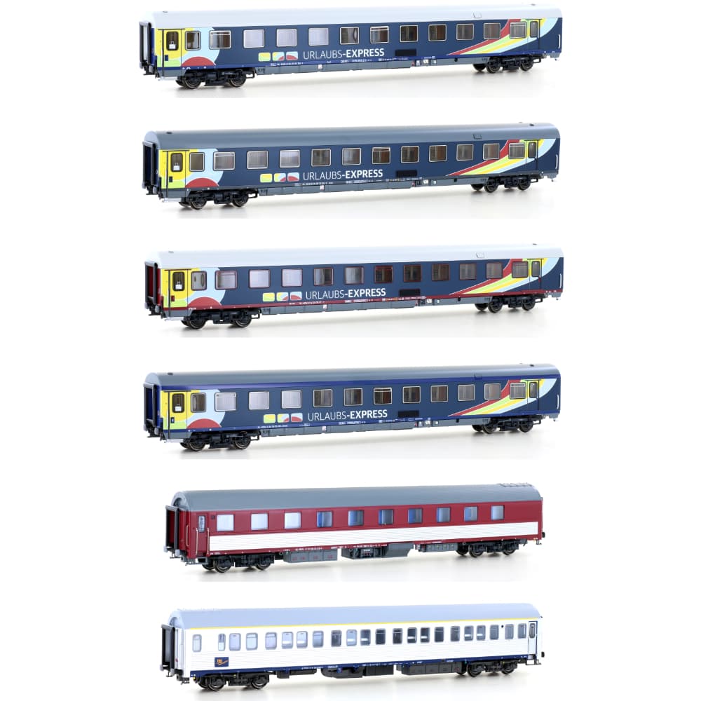 H0 6-Car Set of Urlaubs-Express Night Train Cars, Set 1 