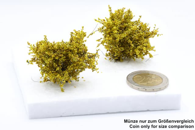 Set of 2 medium-sized bushes in light green, scale 1:87 / H0
