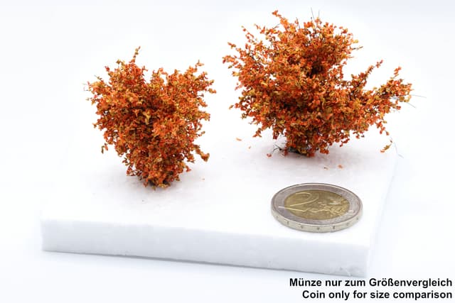 Set of 2 medium-sized bushes in orange, scale 1:87 / H0