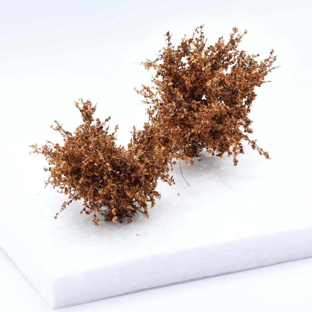 Set of 2 medium-sized bushes in brown, scale 1:87 / H0